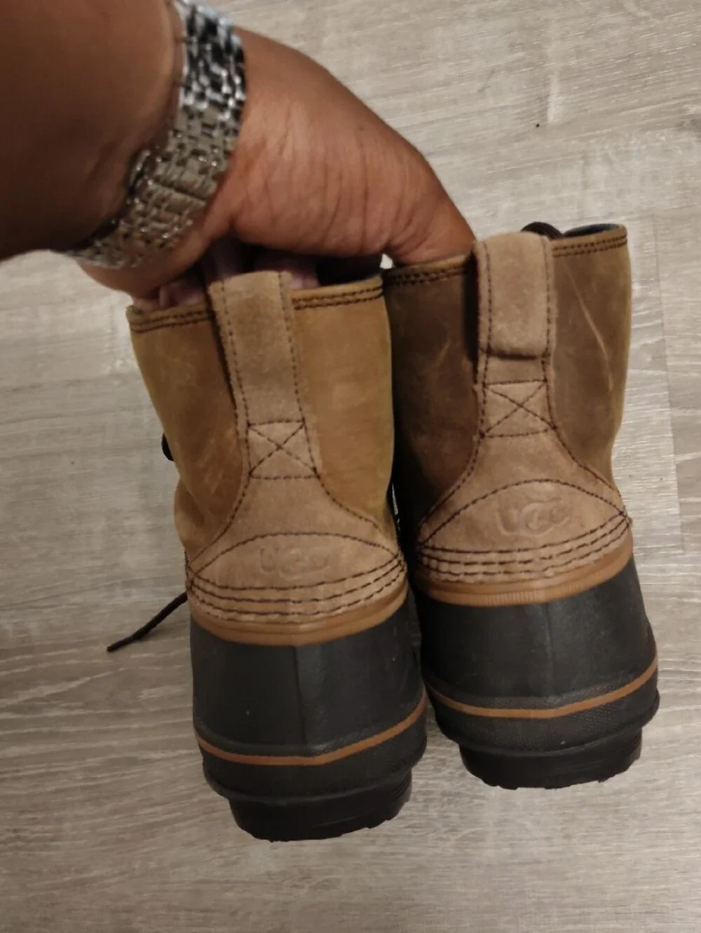 UGG Men's Brown and Black Waterproof Duck Boots